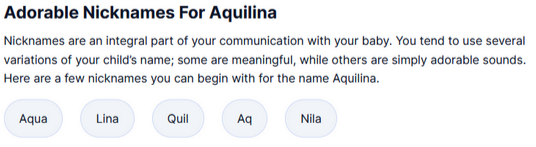 Adorable nicknames for Aquilina. Aqua, Lina, Quil, Aq, Nana